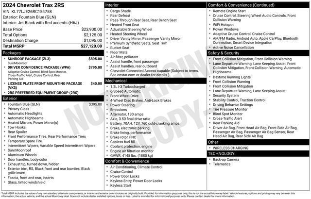 Used 2024 Chevrolet Trax RS w/ Sunroof Package image 11