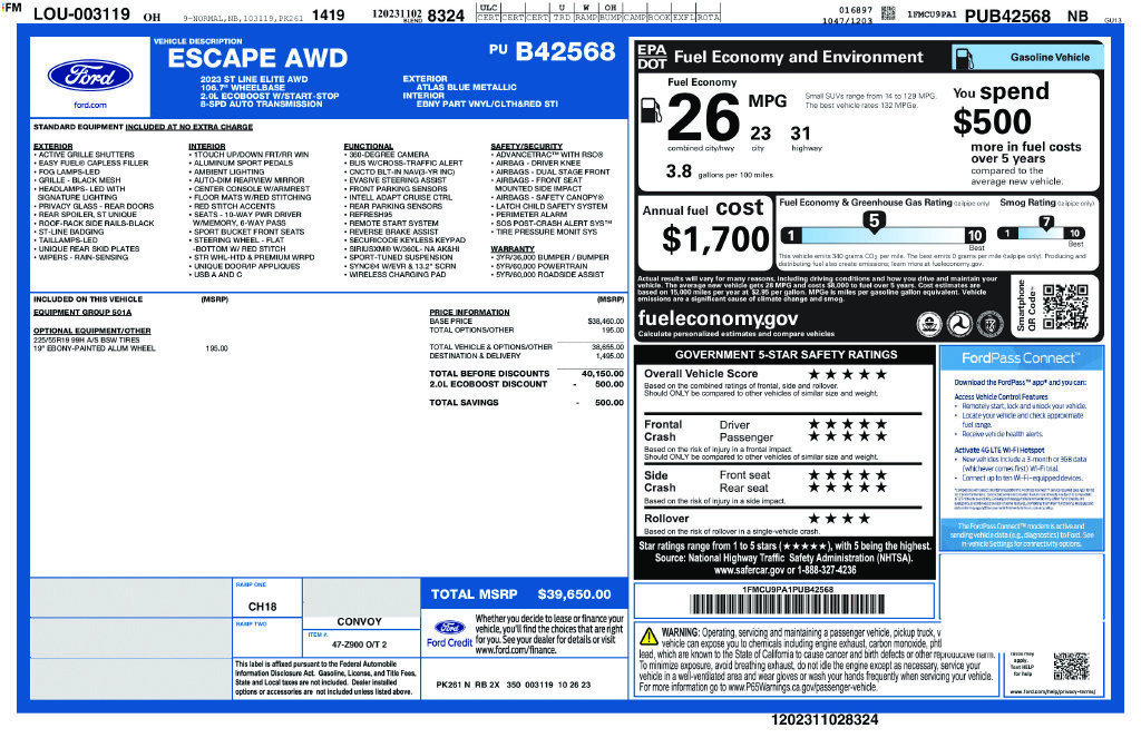 Certified 2023 Ford Escape ST-Line Elite AWD/4WD image 41