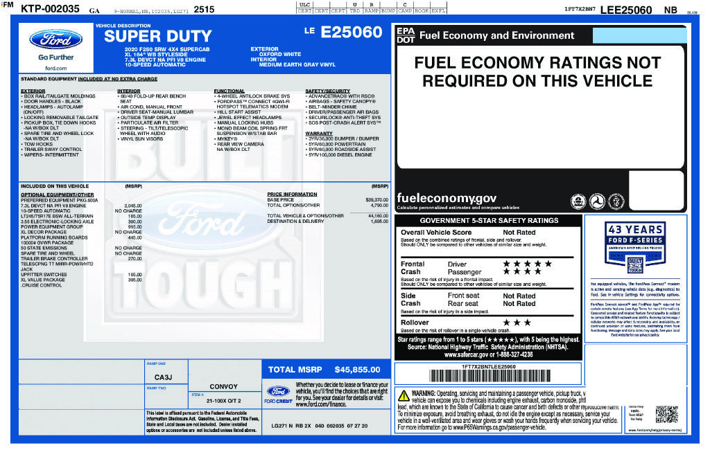 Certified 2020 Ford F250 XL w/ Power Equipment Group AWD/4WD image 1