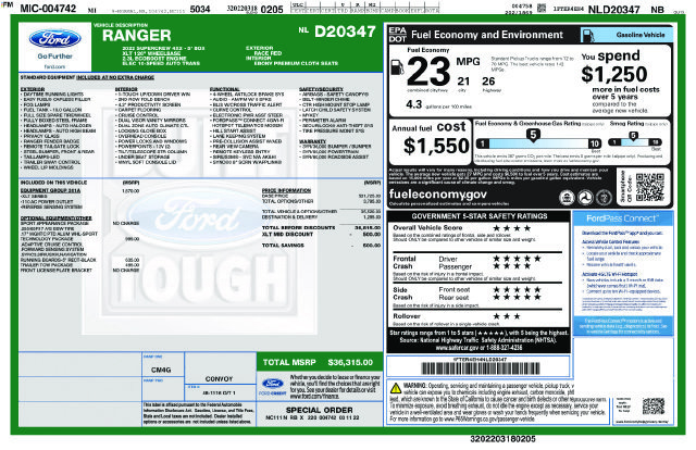 Certified 2022 Ford Ranger XLT w/ Equipment Group 301A Mid RWD image 5