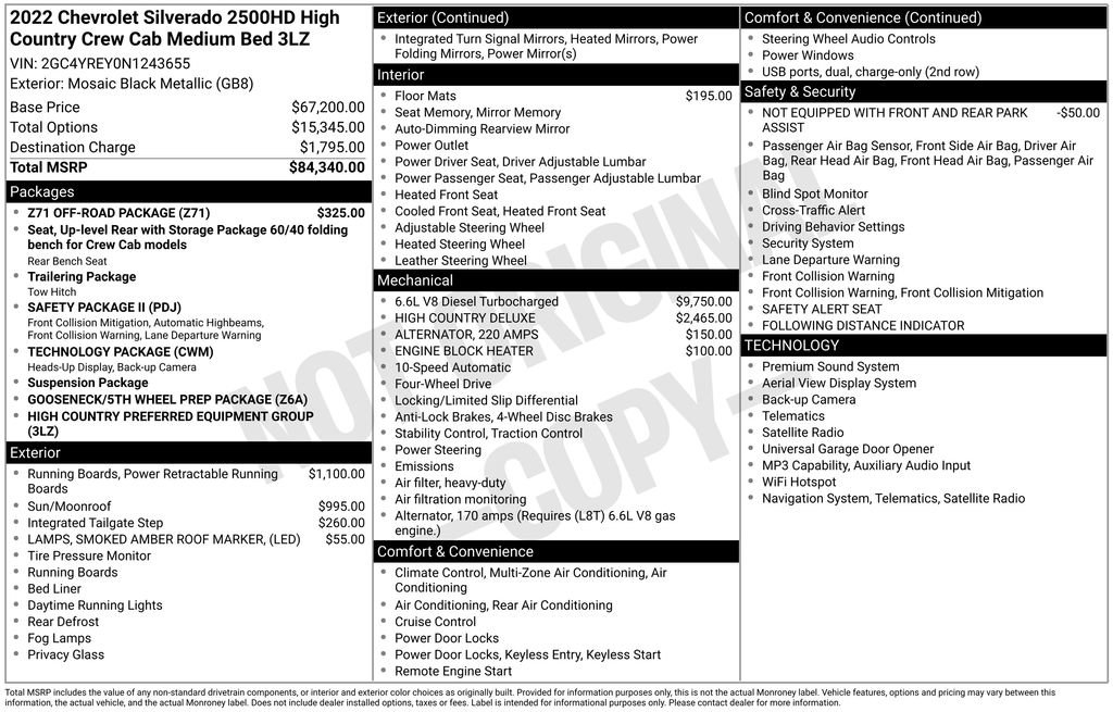 Used 2022 Chevrolet Silverado 2500 High Country w/ Z71 Off-Road Package AWD/4WD image 2