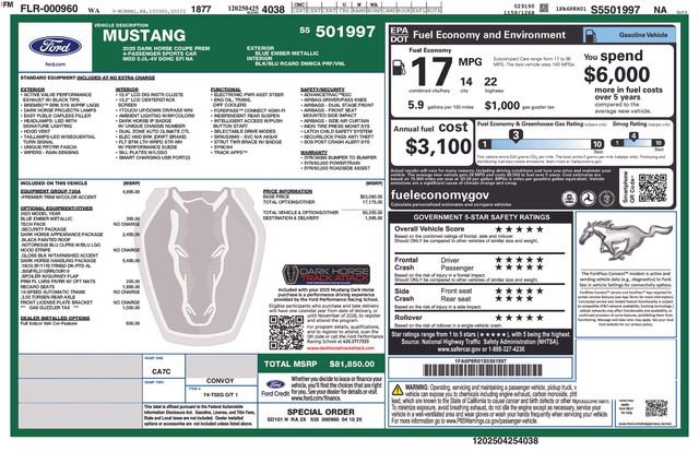 Certified 2025 Ford Mustang Dark Horse w/ Dark Horse Handlin Package RWD image 41