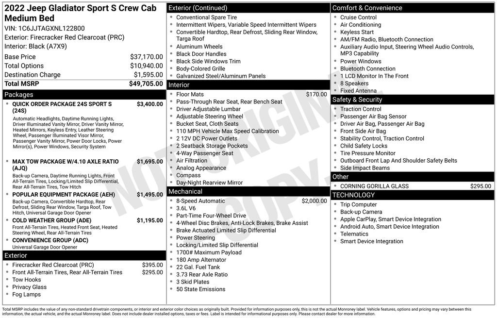 Used 2022 Jeep Gladiator Sport AWD/4WD image 33