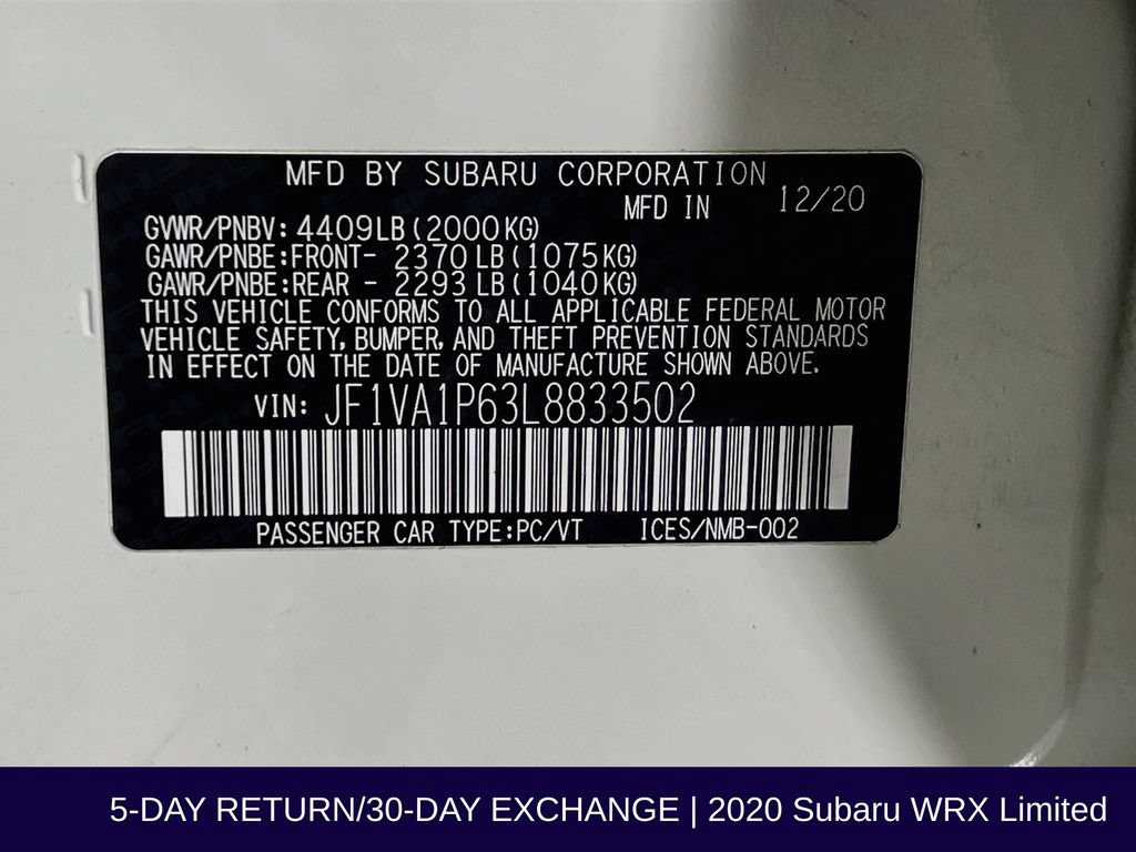 Used 2020 Subaru WRX Limited AWD/4WD image 37