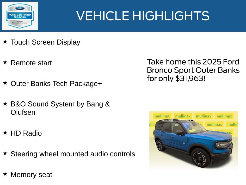 Certified 2025 Ford Bronco Sport Outer Banks w/ Outer Banks Tech Package+ AWD/4WD image 21