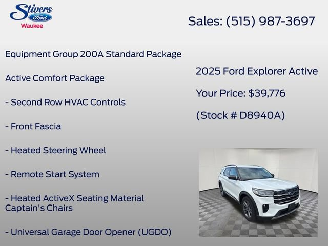 Certified 2025 Ford Explorer Active w/ Active Comfort Package AWD/4WD image 8