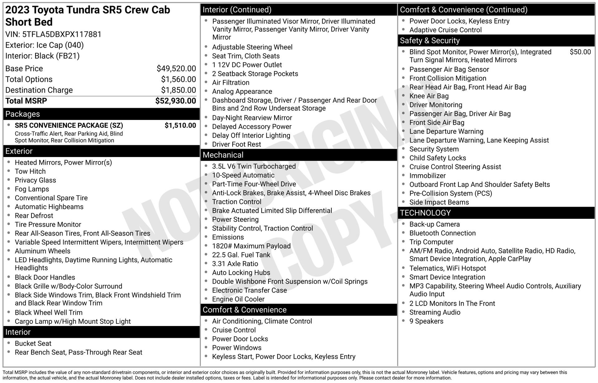 Used 2023 Toyota Tundra SR5 w/ SR5 Convenience Package AWD/4WD image 19