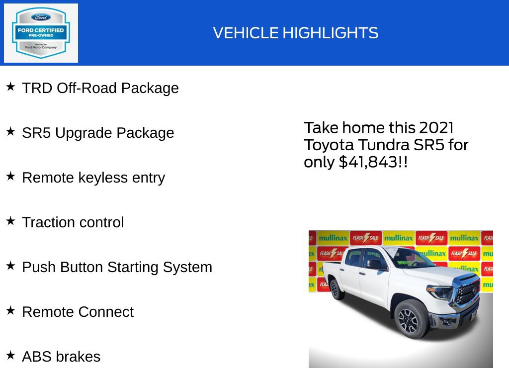 Used 2021 Toyota Tundra SR5 w/ TRD Off-Road Package AWD/4WD image 18