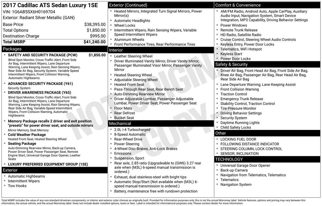 Used 2017 Cadillac ATS Luxury w/ Safety and Security Package image 5