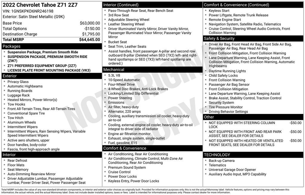 Used 2022 Chevrolet Tahoe Z71 AWD/4WD image 41
