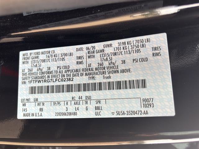 Certified 2020 Ford F150 Raptor w/ Equipment Group 802A Luxury image 21