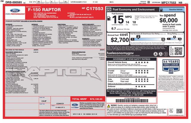 Certified 2021 Ford F150 Raptor w/ Equipment Group 801A High image 40