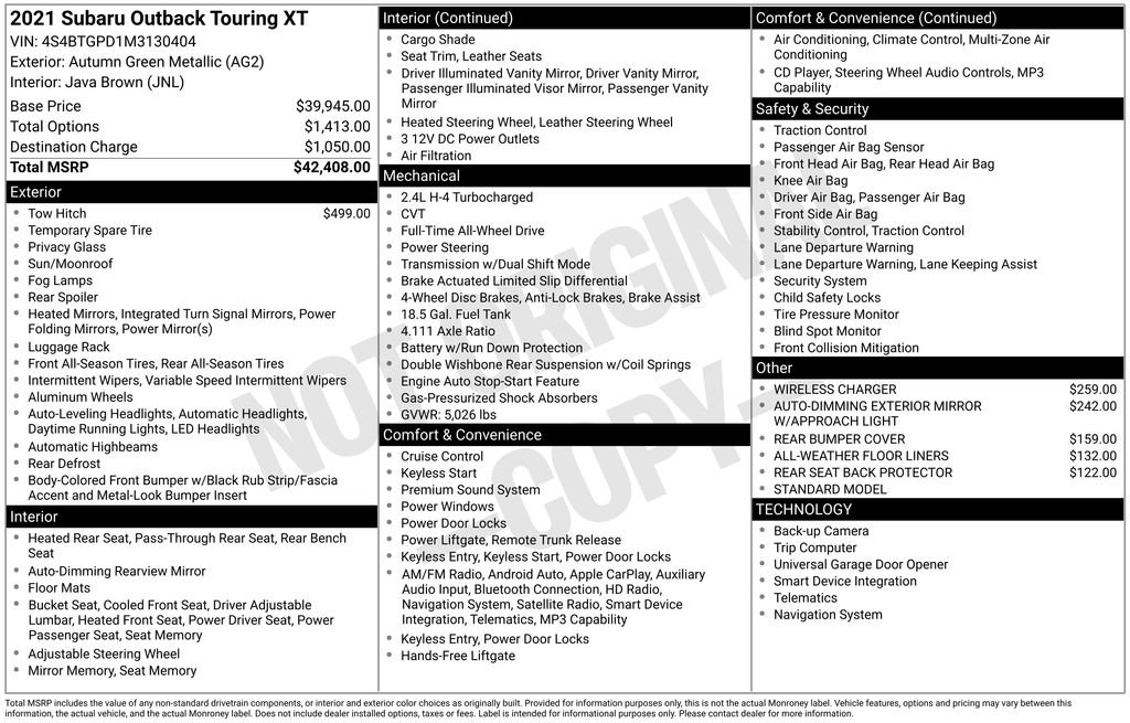 Used 2021 Subaru Outback Touring XT AWD/4WD image 2