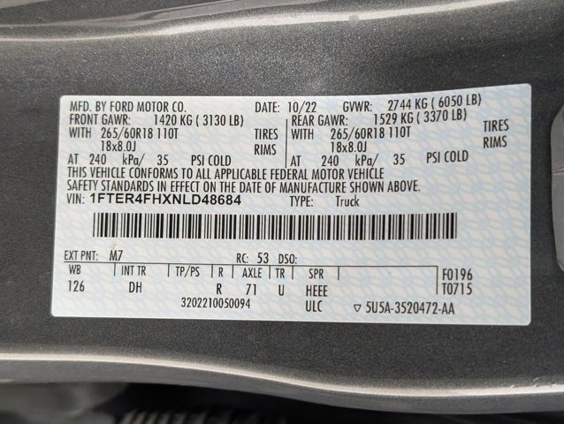 Certified 2022 Ford Ranger Lariat w/ Equipment Group 501A High image 10