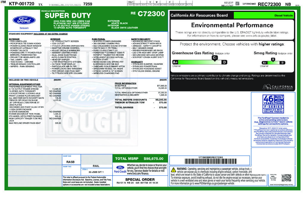 Certified 2024 Ford F250 Platinum w/ Tremor Off-Road Package AWD/4WD image 43