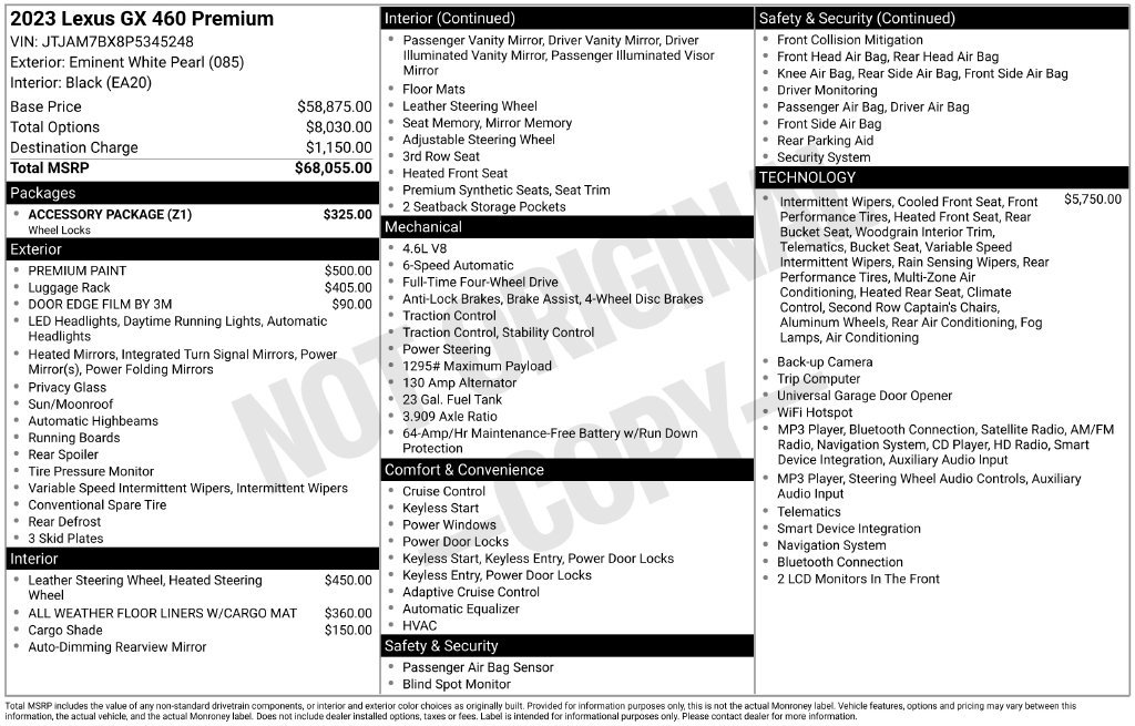 Used 2023 Lexus GX 460 Premium w/ Accessory Package AWD/4WD image 29