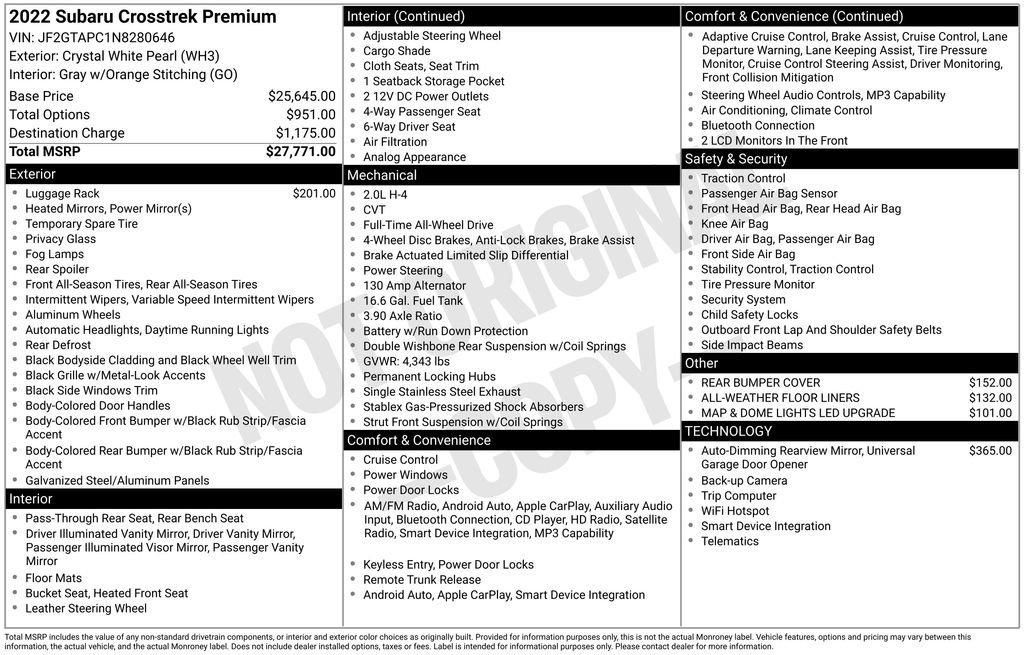 Used 2022 Subaru Crosstrek 2.0i Premium image 34