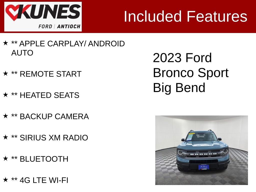 Certified 2023 Ford Bronco Sport Big Bend w/ Convenience Package AWD/4WD image 3