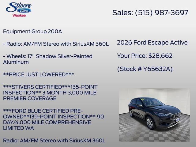 Certified 2026 Ford Escape Active w/ Cold Weather Package AWD/4WD image 16