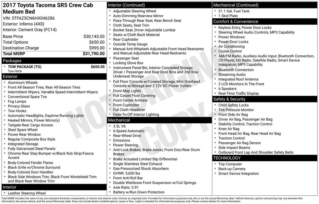 Used 2017 Toyota Tacoma SR5 w/ Tow Package RWD image 5