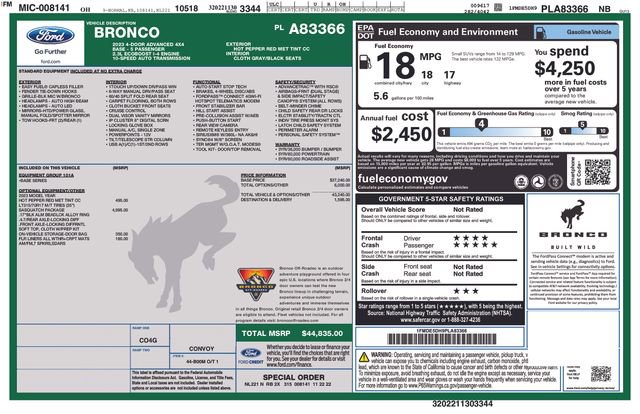 Certified 2023 Ford Bronco 4-Door w/ Sasquatch Package AWD/4WD image 33