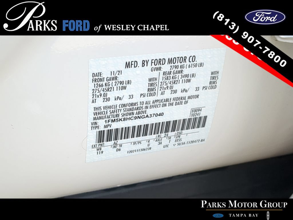 Certified 2022 Ford Explorer Platinum w/ Equipment Group 601A AWD/4WD image 37