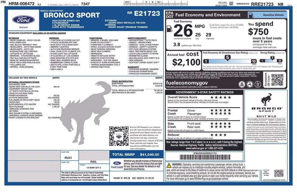 Certified 2024 Ford Bronco Sport Outer Banks w/ Tech Package AWD/4WD image 11