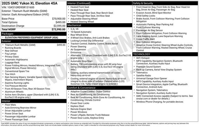 Used 2025 GMC Yukon XL Elevation RWD image 27