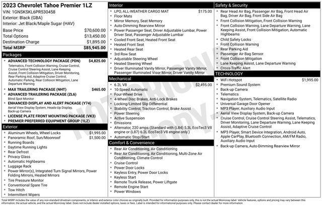 Used 2023 Chevrolet Tahoe Premier w/ Advanced Technology Package AWD/4WD image 7