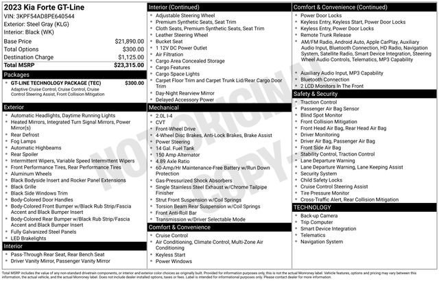 Used 2023 Kia Forte GT-Line w/ GT-Line Technology Package image 11