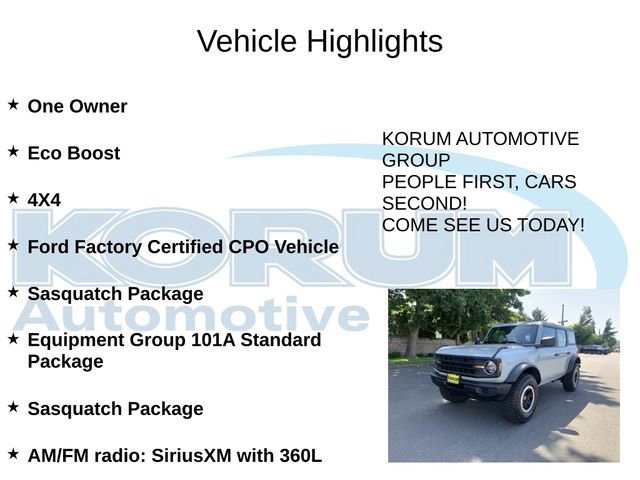 Certified 2023 Ford Bronco 4-Door w/ Sasquatch Package AWD/4WD image 4