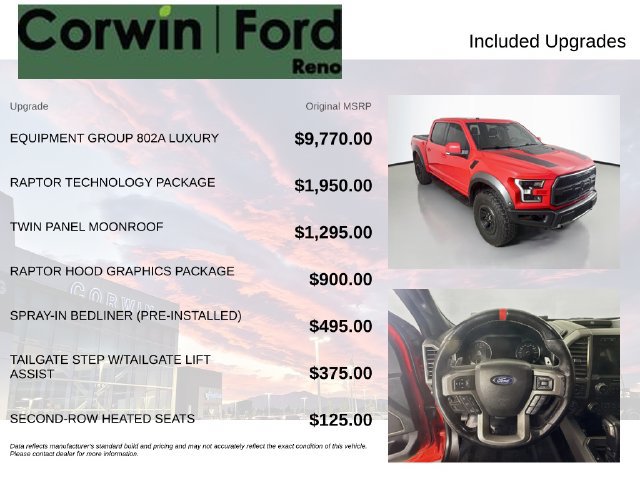 Certified 2018 Ford F150 Raptor w/ Equipment Group 802A Luxury AWD/4WD image 3