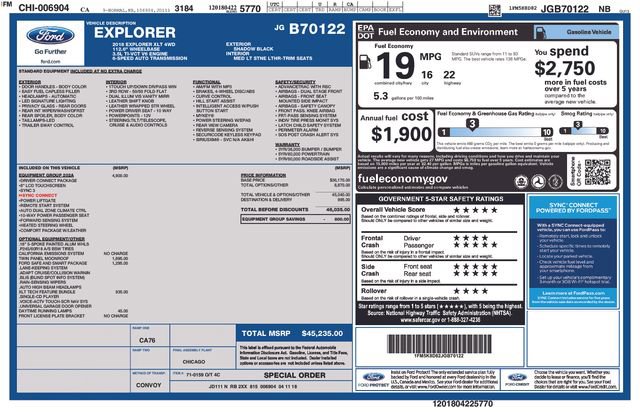 Certified 2018 Ford Explorer XLT w/ Equipment Group 202A AWD/4WD image 39
