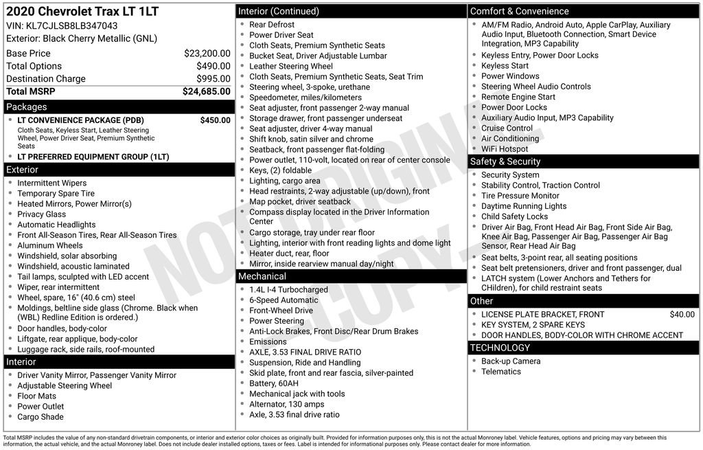 Used 2020 Chevrolet Trax LT w/ LT Convenience Package FWD image 3
