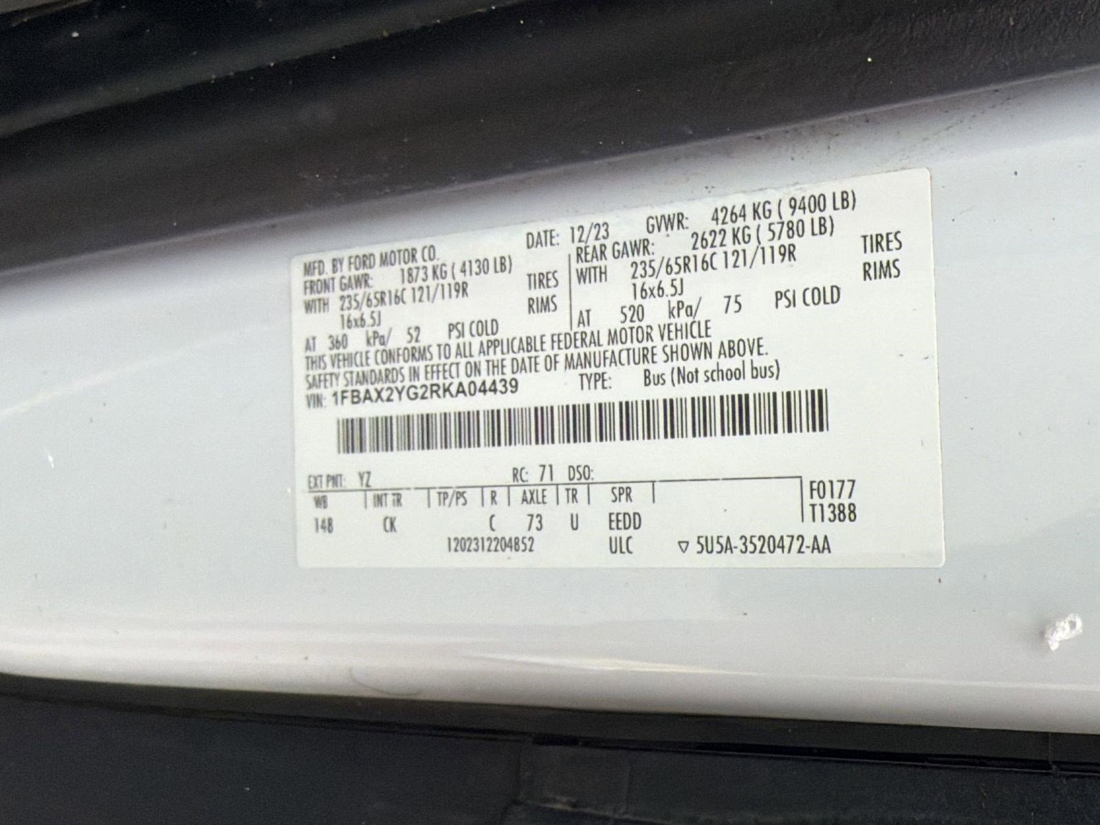 Certified 2024 Ford Transit 350 XLT RWD image 17