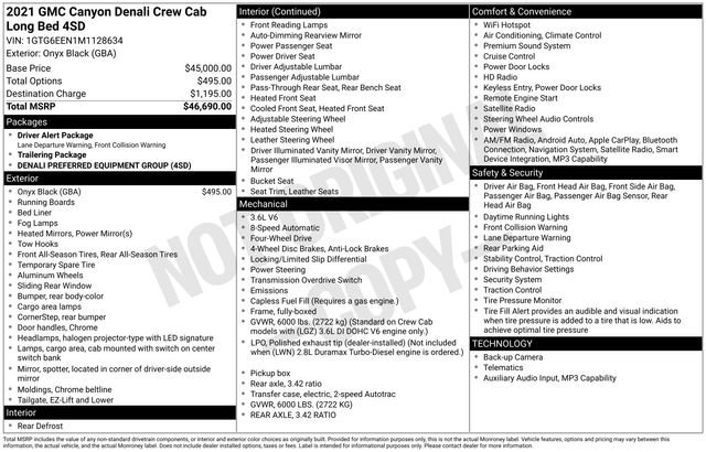 Used 2021 GMC Canyon Denali AWD/4WD image 44