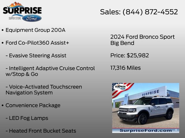 Certified 2024 Ford Bronco Sport Big Bend w/ Convenience Package AWD/4WD image 7