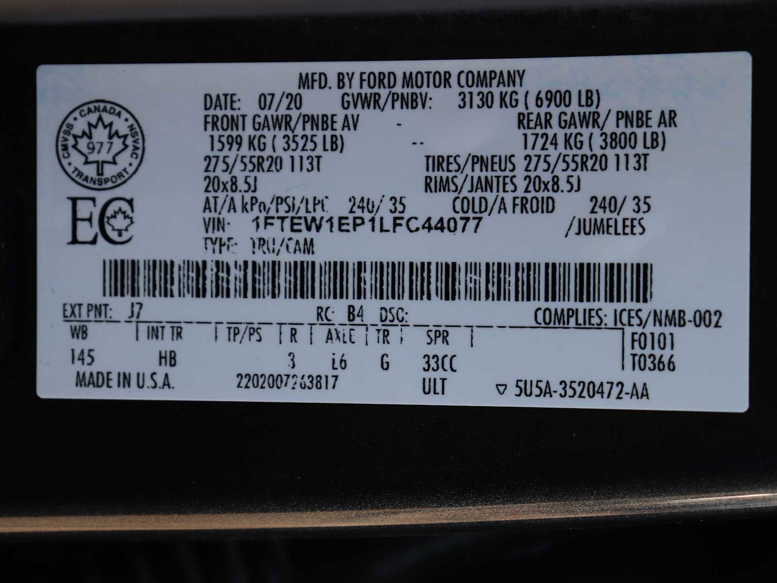 Certified 2020 Ford F150 Lariat w/ Equipment Group 502A Luxury image 43