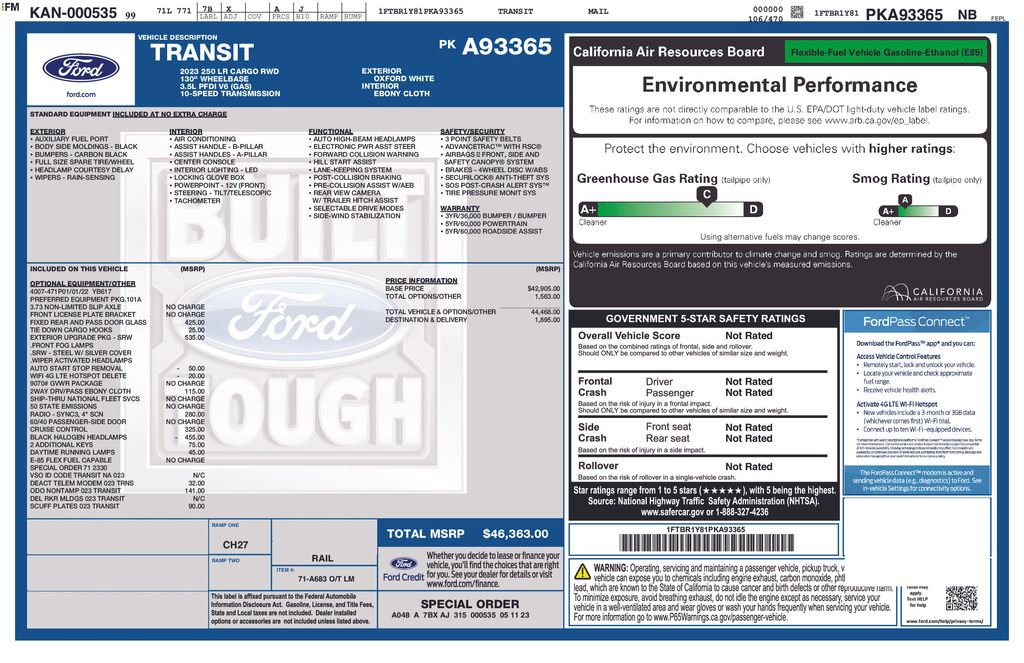 Certified 2023 Ford Transit 250 Low Roof w/ Exterior Upgrade Package image 2