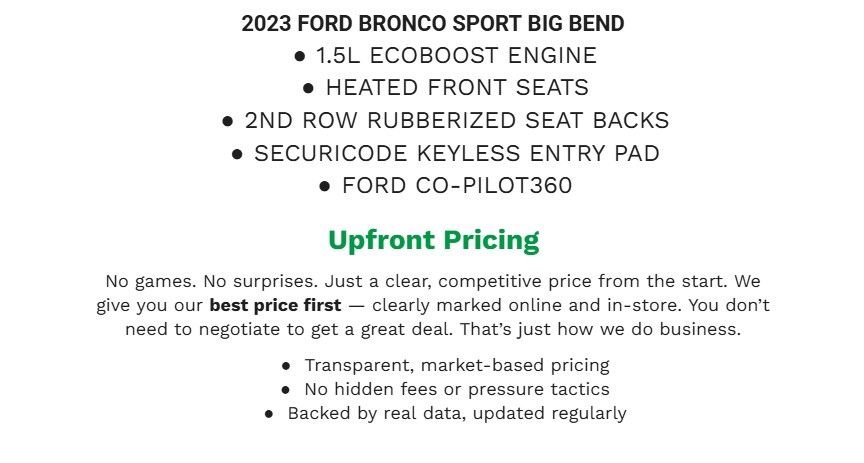 Certified 2023 Ford Bronco Sport Big Bend w/ Convenience Package image 2
