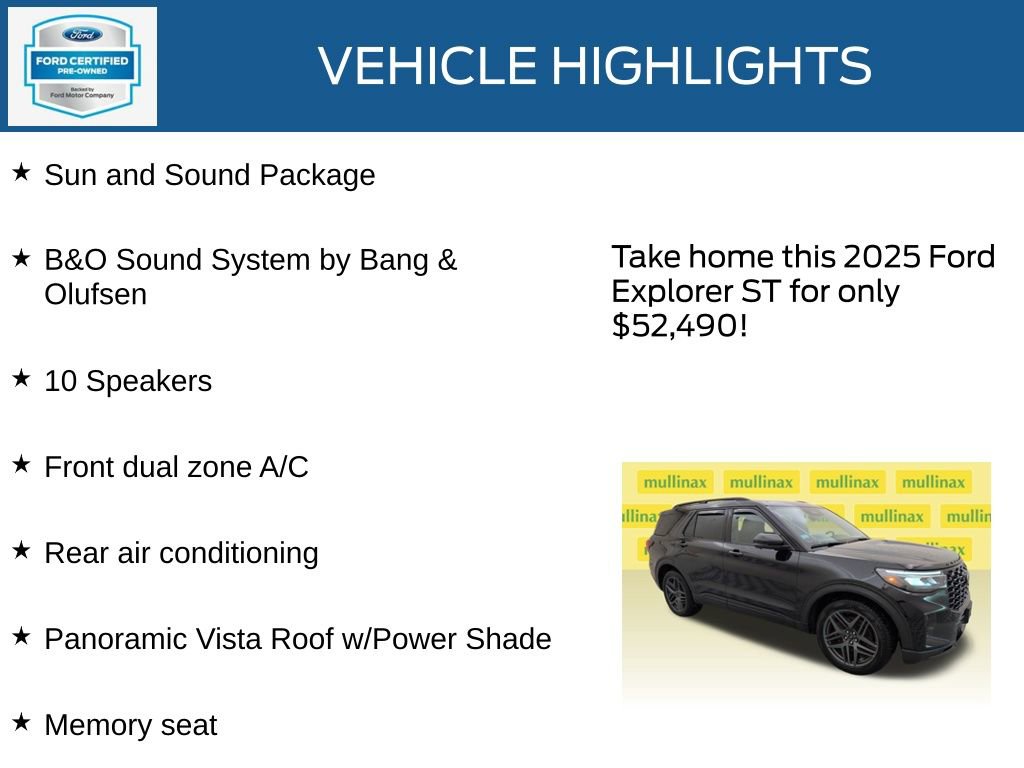 Certified 2025 Ford Explorer ST w/ Sun And Sound Package image 34