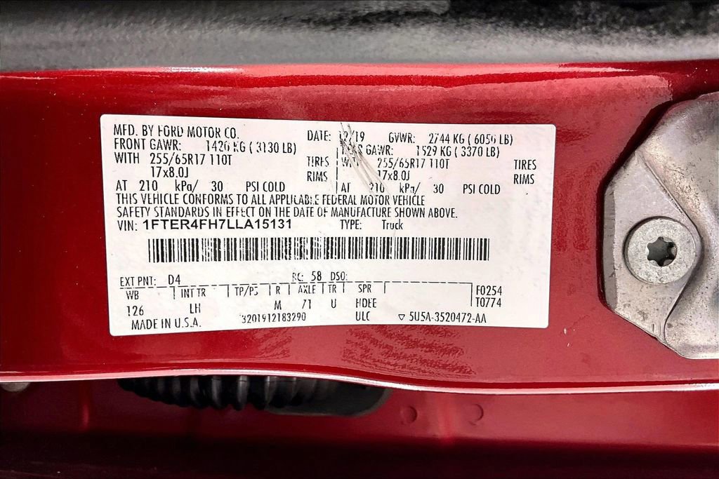 Certified 2020 Ford Ranger XLT w/ Equipment Group 301A Mid image 36