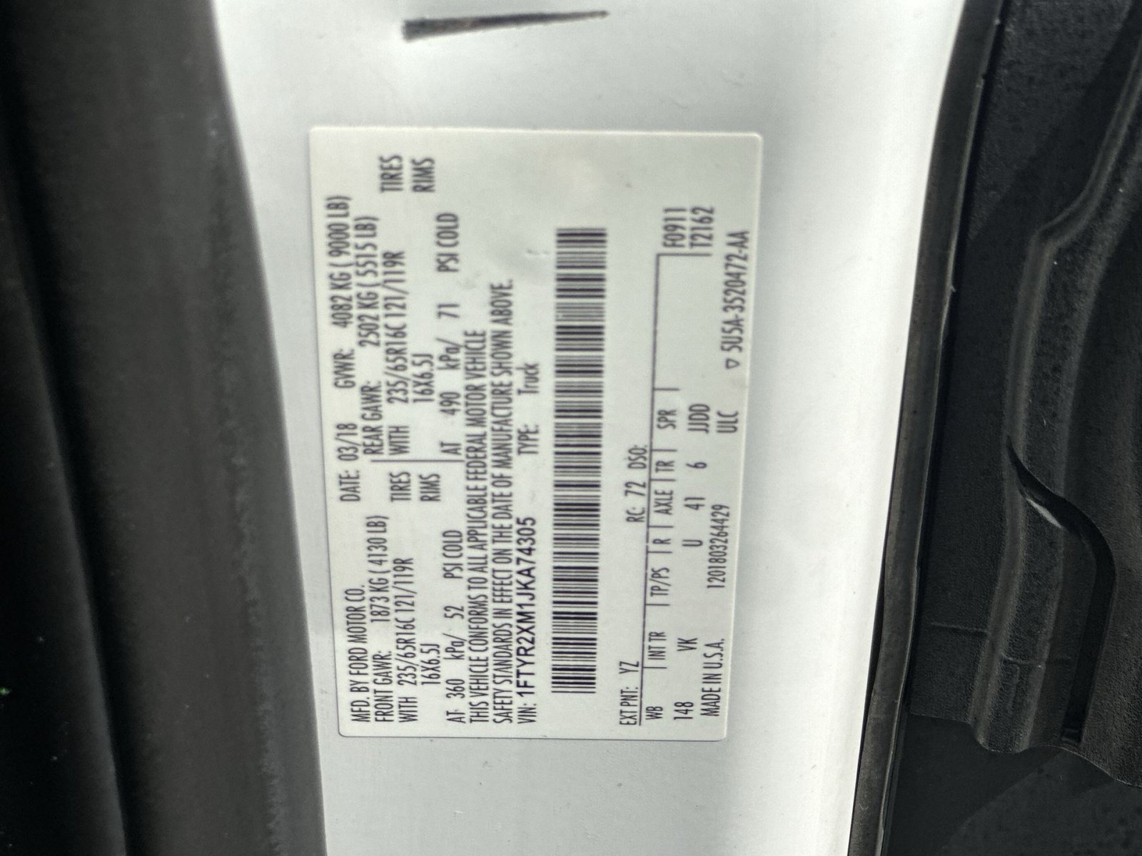 Certified 2018 Ford Transit 250 148 High Roof RWD image 26
