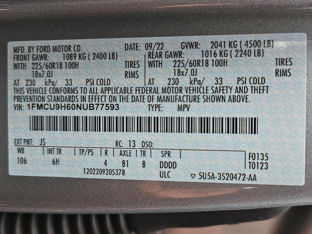 Certified 2022 Ford Escape SEL image 31