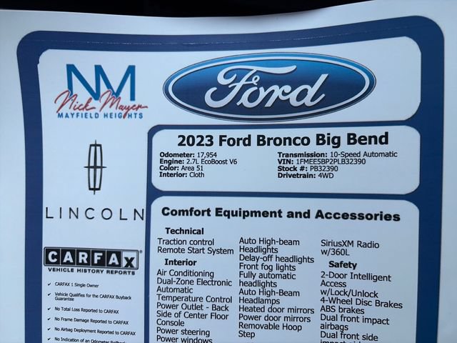 Certified 2023 Ford Bronco Big Bend AWD/4WD image 51