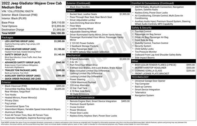 Used 2022 Jeep Gladiator Mojave w/ LED Lighting Group AWD/4WD image 27