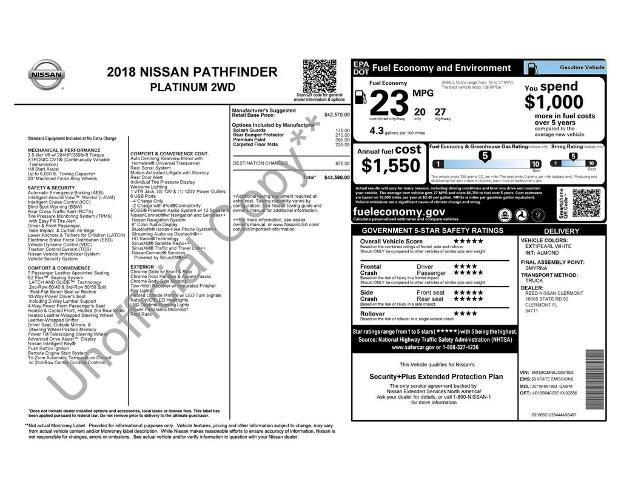 Used 2018 Nissan Pathfinder Platinum FWD image 5