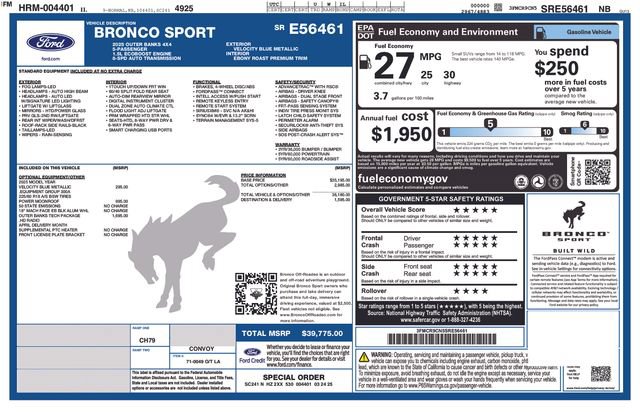 Certified 2025 Ford Bronco Sport Outer Banks w/ Outer Banks Tech Package+ AWD/4WD image 3