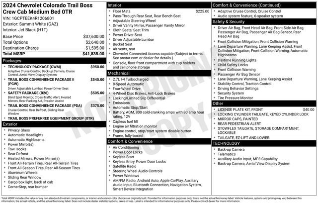 Used 2024 Chevrolet Colorado Trail Boss w/ Technology Package AWD/4WD image 41
