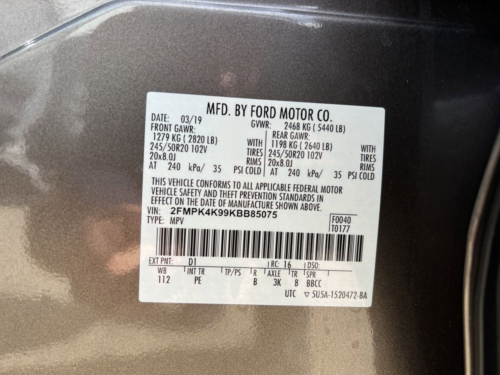 Certified 2019 Ford Edge Titanium w/ Equipment Group 301A image 29